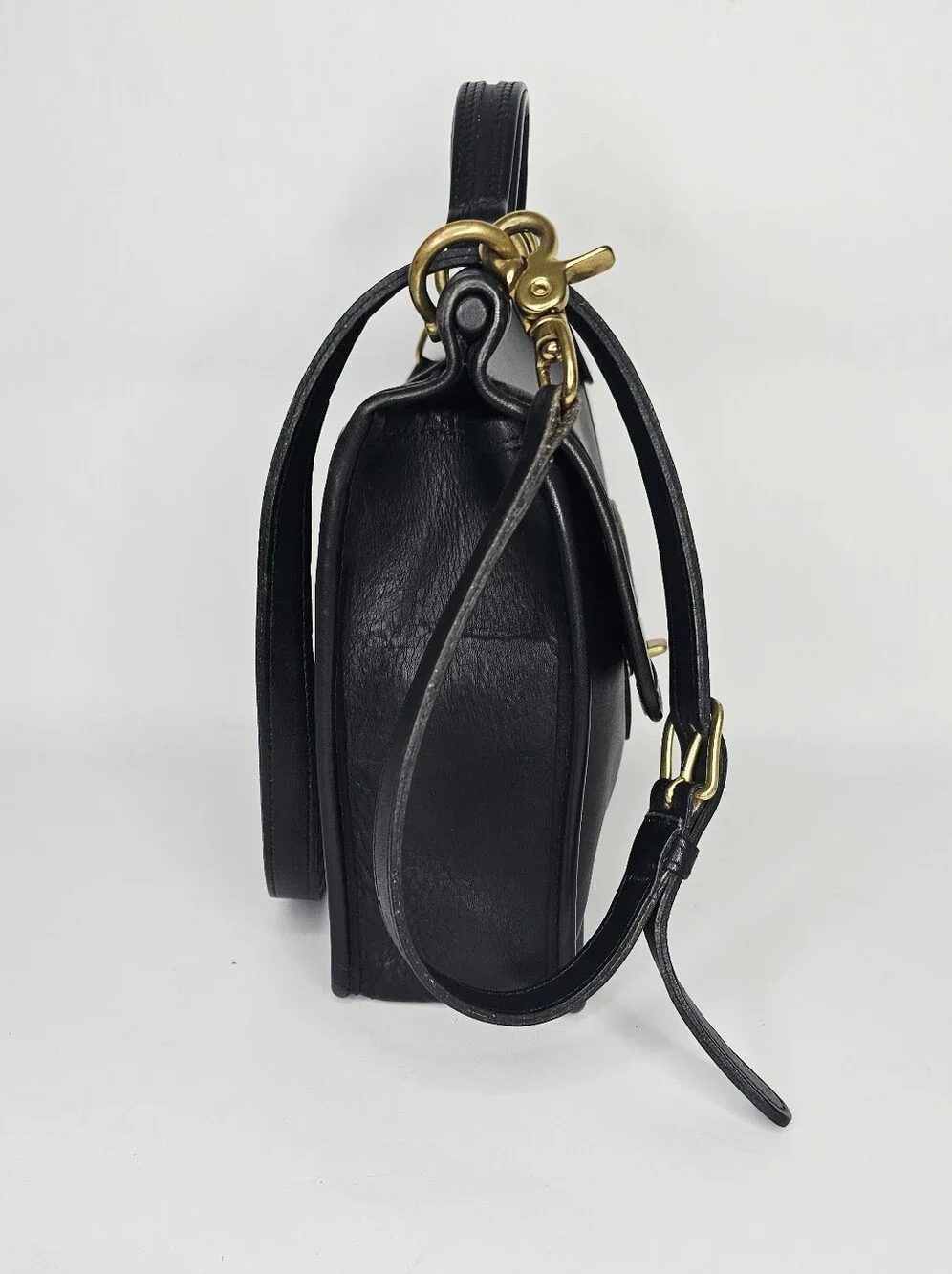 Coach Vintage Willis Black Leather Top Handle Satchel Purse